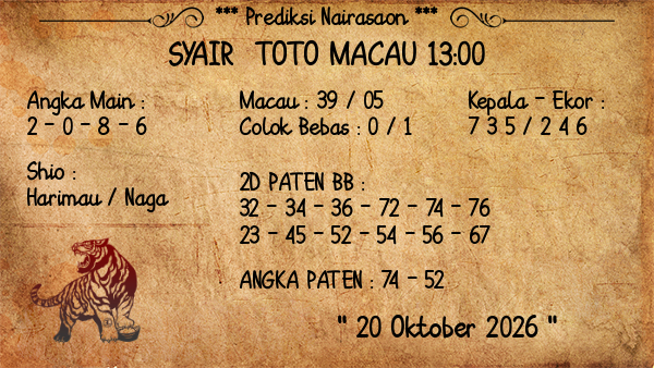 Prediksi Toto Macau 13:00