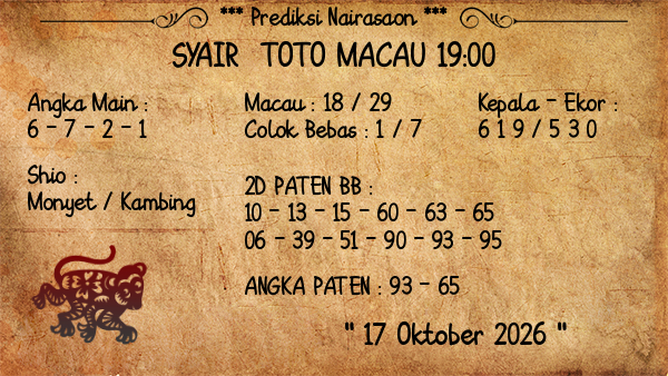 Prediksi Toto Macau 19:00